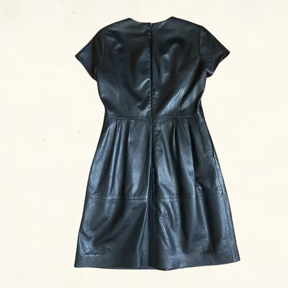 Massimo Dutti Goregous Leather Navy Dress - Picture 4 of 5